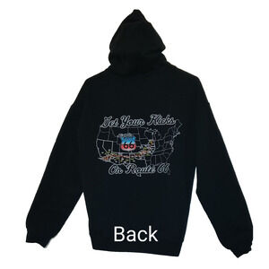 Route 66 Hoodie Sweatshirt Gildan Womens M AMERICA'S HIGHWAY Medium Black Logo M